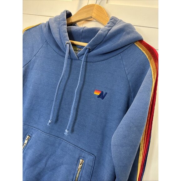 Aviator Nation Classic Pullover Hoodie Size M Vintage Caribbean Velvet Stripes - Picture 2 of 16